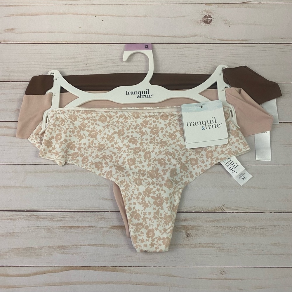 New TRANQUIL & TRUE Womans 3 Pack Thongs Size XL Matte Microfiber